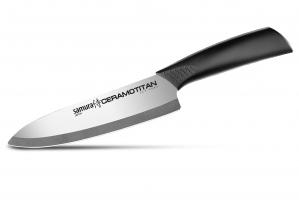 SСT- 0084 Нож кухонный "CERAMOTITAN" Шеф 175 мм, черная рукоять (глянцевый)