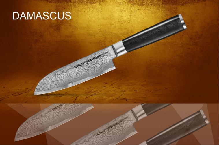 SD-0092/16 Нож кухонный "Samura DAMASCUS" Сантоку 145 мм, G-10, дамаск 67 слоев