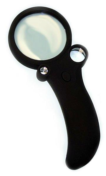 Лупа Kromatech ручная круглая 2,5/25/55x, 65 мм, с подсветкой, ультрафиолет (5 LED), черная TH-600600
