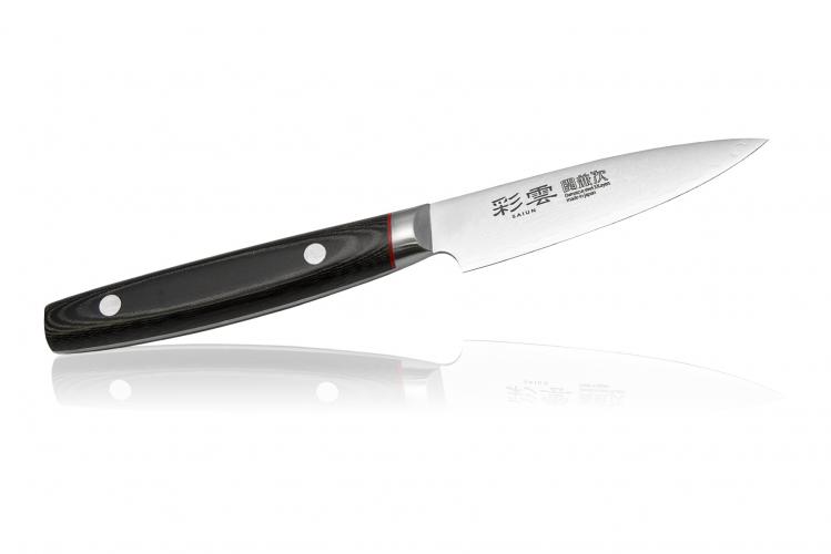9000, Нож овощной Kanetsugu Saiun Damascus, 90 мм, сталь VG-10, 33 слоя, рукоять микарта (10225030/220413/0002953)